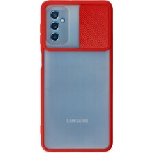 Newface Samsung Galaxy M52 5g Kılıf Palm Buzlu Kamera Sürgülü Silikon - Kırmızı