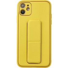 Ugrx Newface iPhone 12 Kılıf Coco Deri Standlı Kapak - Sarı