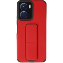 Ugrx Newface Vivo Y16 Kılıf Mega Standlı Silikon - Kırmızı