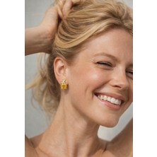 Theory Jewelry Skarabe Küpe Solar Gold | Altın Renk Çelik Küpe | Taşlı Kadın Küpe | Kararma Yapmaz | Alerji Yapmaz