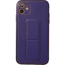 Ugrx Newface iPhone 12 Kılıf Coco Deri Standlı Kapak - Mor