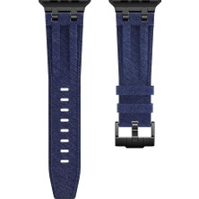 AktarMobile Apple Watch 10 / 11 46 mm uyumlu Denim Kordon Kot Kumaş Premium Kayış