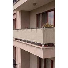 Devrim Olivya Tekstil Bej Bağcıklı Balkon Perdesi Demir Kapama Gizlilik Sağlayan Dayanıklı Branda