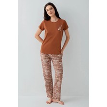 Derya Kurşun Bisiklet Yaka Kısa Kol Kadın Pijama Takım 3664