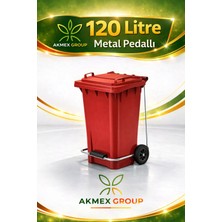 Akmex Metal Pedallı Tıbbı Atık Plastik Çöp Konteyneri 120 Litre Konteyner - A Isıya Karşı Dayanıklı-
