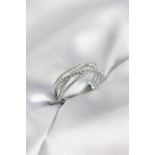 Evyora Gümüş Renk Sarmal Model Kadın Yüzük