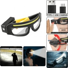 Sensörlü LED Gözlük Fener - Şarjlı Kafa Lambası ve Koruyucu Gözlük