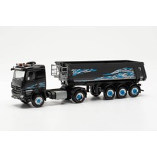 Herpa 316774 1/87 Ölçek, MB Arocs Classic Space 4x4 Damperli Yarı Römork, Siyah Desenli, Sergilemeye Hazır Model Araç