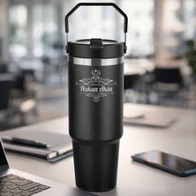 Bk Gift Kişiye Özel Isimli Kilit Kapaklı Pipetli 5342 Termos 900 Ml-2 Çift Katmanlı Paslanmaz Çelik, Yeni Iş Hediyesi