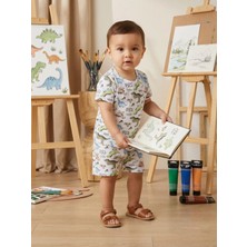 Alyakids Erkek Çocuk Dinozor Desenli Şortlu Takım - Pamuklu Yazlık Alt Üst Bebek Seti