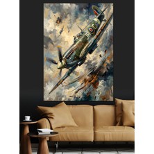 Artmeg Havada Savaşan Ikinci Dünya Savaşı Uçakları Dekoratif Kanvas - Mdf Ahşap Tablo
