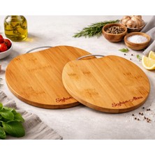 Bk Gift Kişiye Özel Isimli Bambu Circle 2’li Kesme Tahtası – Doğal Ahşap Sunum ve Doğrama Tahtası Seti