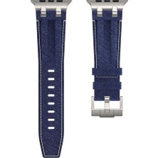 AktarMobile Apple Watch 6 5 4 3 2 1 Se 42 44 mm Uyumlu Denim Kordon Kot Kumaş Premium Kayış