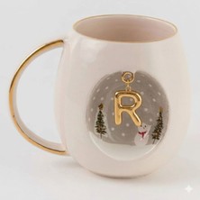BSK Ceramics Handmade Porselen Harfli Kış Kupa R Harfi