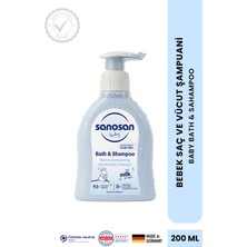 Sanosan Bebek Şampuanı ve Duş Jeli 200 ml - Doğal Süt Proteinli Göz Yakmayan Nazik Temizlik