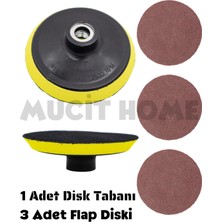 Mucit Home 1 Adet Cırtlı Disk Zımpara Tabanı ve 3 Adet Zımpara Diski