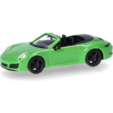 HERPA 420365 1/87 Ölçek, Porsche 911 (991) Carrera 2 Cabrio, Kertenkele Yeşili, Sergilemeye Hazır Model Araç