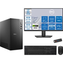 Dell Tower ECT1250 Intel® Core™ İ7-14700 32GB Ddr5 256GB SSD 6GB/RTX3050 Freedos +27" Monitör Tower Masaüstü Bilgisayar 27RPLSR00723F11+ZETTAUSBBELLEK