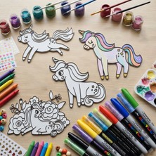 Staau Çocuk Unicorn Temalı Boyama Seti - Çocuklar Için Boyanabilir 3D Aktivite Seti