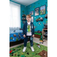 Alyakids Erkek Çocuk 3\'lü Takım Uzun Kollu Sweatshirt Baskılı Fermuarlı Hırka Beli Lastikli Penye Pantolon
