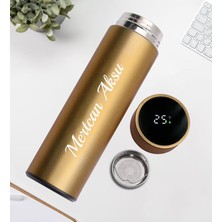 Bk Gift Kişiye Özel Isimli Dereceli Göstergeli Termos(Gold Renk), Arkadaşa Hediye, Yeni Iş Hediyesi