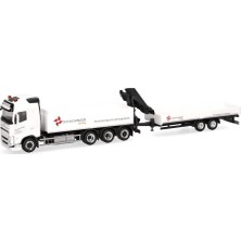 Herpa 319119 1/87 Ölçek, Volvo Fh Gl 2020 Açık Kasalı Vinçli Kamyon ve Açık Kasalı Römork, Schachinger-Avusturya, Sergilemeye H