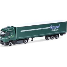 Herpa 319072 1/87 Ölçek, Mercedes-Benz Actros Yatak Kabinli Streamspace, Perdeli Dorseli Tır, Oppel Ansbach, Sergilemeye Hazır