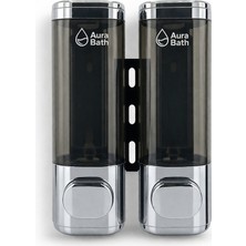 Aura Bath Mutfak ve Banyo Için Duvara Monte Pratik Sıvı Sabun ve Şampuan Dispenseri - Lüks Tasarım - 2X300ML
