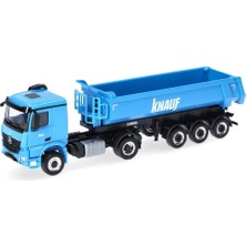 Herpa 319096 1/87 Ölçek, Mercedes-Benz Arocs Classicspace Damperli Dorseli Çekici, Knauf, Mavi, Sergilemeye Hazır Model Araç