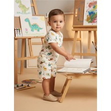 Alyakids Erkek Çocuk Dinozor Desenli Şortlu Takım - Pamuklu Yazlık Alt Üst Bebek Seti