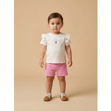 Alyakids Kız Çocuk %100 Pamuklu Desenli Çocuk Takım - Rahat Kesim Yazlık Penye Şort T-Shirt Seti