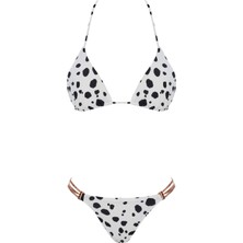 Lovekini Silvia Black White Pattern Bikini With Rose Gold Chain Details