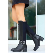 Evyora Emrat Siyah Cilt Topuklu Çizme