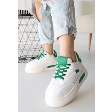 Evyora Chris Beyaz Cilt Yeşil Detaylı Bağcıklı Spor Ayakkabı