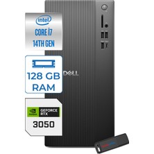 Dell Tower ECT1250 Intel® Core™ İ7-14700 128GB Ddr5 512GB SSD 6GB/RTX3050 Freedos Mini Tower Masaüstü Bilgisayar RPLSR00723F37+ZETTAUSBBELLEK