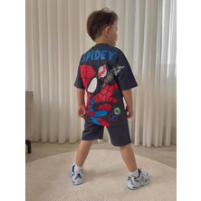 Cg Kids Örümcek Adam Spidey  Erkek Çocuk Tshrit&şort Alt Üst Takım Süper Kalite Sırt Baskı Detay