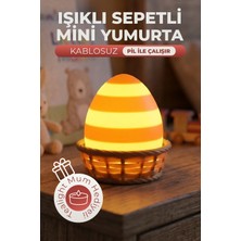Dekoratif Sepetli Pilli Mini Yumurta Gece Lambası ,sıcak LED Işıklı Çocuk Odası Lambası