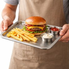 Dinamik Endüstriyel 28X18 cm Paslanmaz Çelik Fast Food ve Içecek Servis Tepsisi
