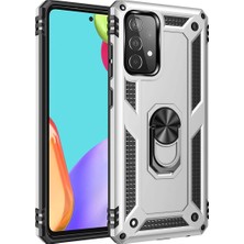 Feedback Newface Samsung Galaxy A52 Kılıf Sofya Yüzüklü Silikon Kapak - Gümüş