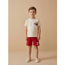 Alyakids Erkek Çocuk Logolu %100 Pamuklu Şortlu Takım