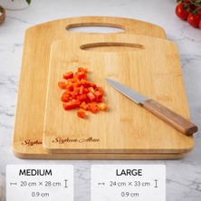 Bk Gift Stark 2’li Bambu Kesme Tahtası Seti 28X20 cm – 33X24 cm Doğal Bambu Doğrama Tahtası