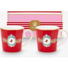 Pip Studio Love Birds Kırmızı Porselen Kupa Seti 250 ml