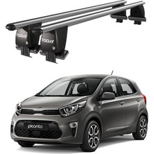Today Auto Royal Kia Picanto (2017 ve Sonrası) Uyumlu Gri Kilitli Ara Atkı Port Bagaj Tavan Barı