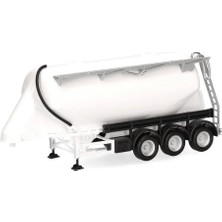 Herpa 076821-002 1/87 Ölçek, 35M3, 3 Akslı Burunlu Silo Romorku, Beyaz, Sergilemeye Hazır Model Araç