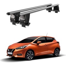 Today Auto Royal Nissan Micra / March (2017 ve Sonrası) Uyumlu Gri Kilitli Ara Atkı Port Bagaj Tavan Barı