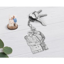 BK Gift Kişiye Özel Tam Boy Karakalem Aile Karikatürlü Şeffaf Pleksi Anahtarlık-2