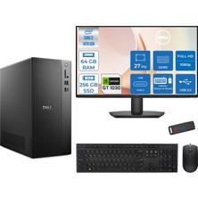 Dell Tower ECT1250 Intel® Core™ İ7-14700 64GB Ddr5 256GB SSD 4GB/GT1030  Freedos +27" Monitör Tower Masaüstü Bilgisayar 27RPLSR00721F21+ZETTAUSBBELLEK