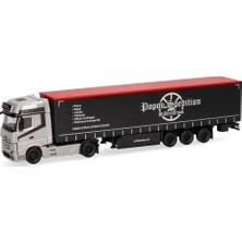 Herpa 318891 1/87 Ölçek, Mercedes-Benz Actros L Gigaspace, Perdeli Dorseli Tır, Popov Spedition, Sergilemeye Hazır Model Araç