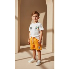 Alyakids Erkek Çocuk Sevimli Karakter Baskılı %100 Pamuklu Penye T-Shirt ve Şort Alt Üst Takım