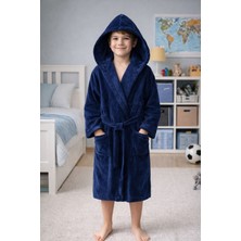 Mysoft Çocuk Bornozu Kadife Kapüşonlu Pamuk Kumaş